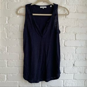 Vince Navy Sleeveless V-Neck Tank Top